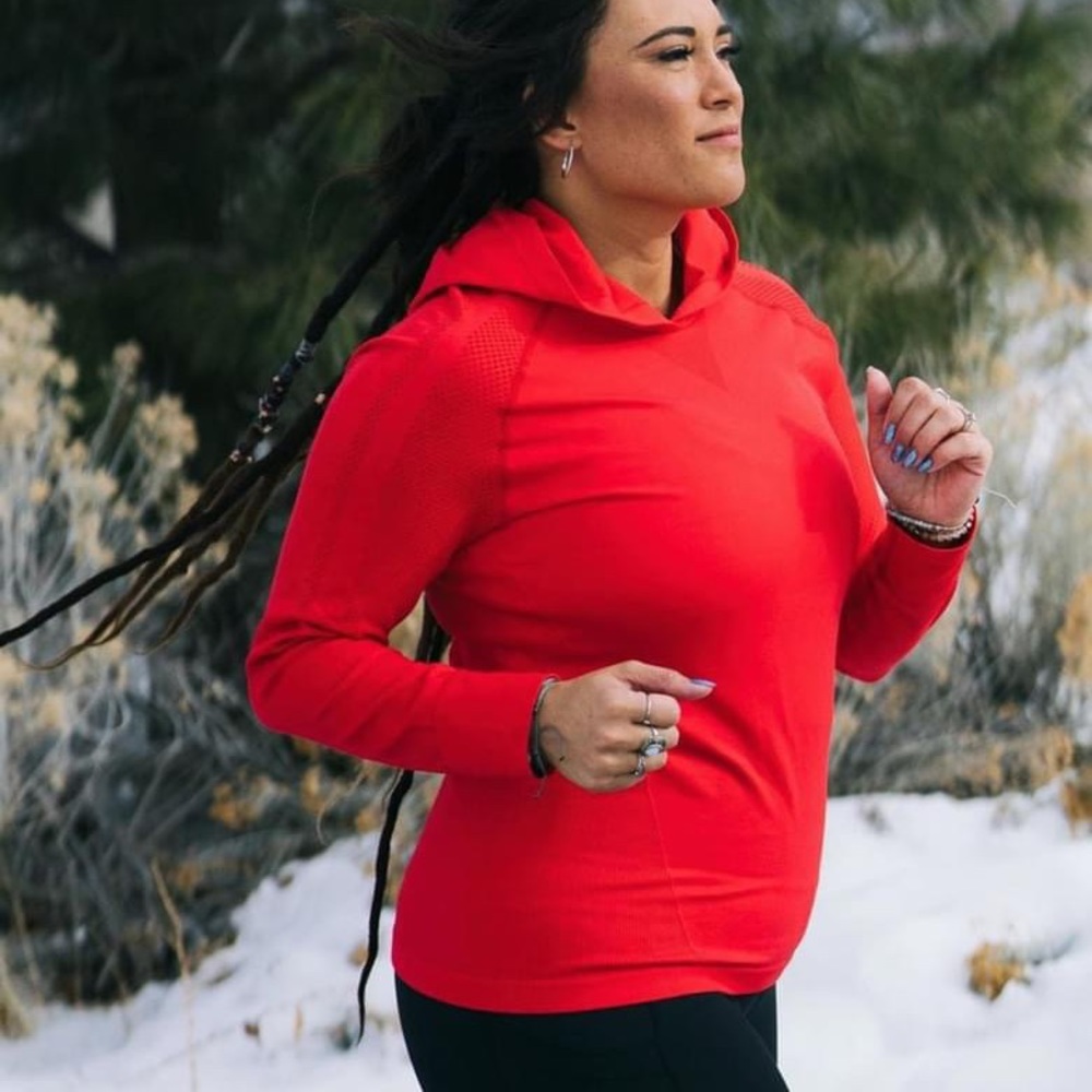 EUC - Zyia Sunset Red Peak Performance Hoodie